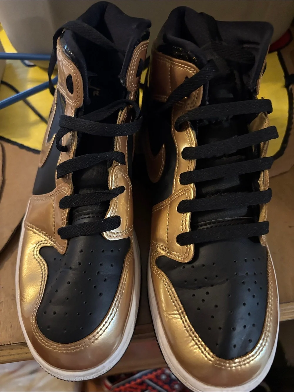Nike Men’s Black and Gold High-Top Sneakers